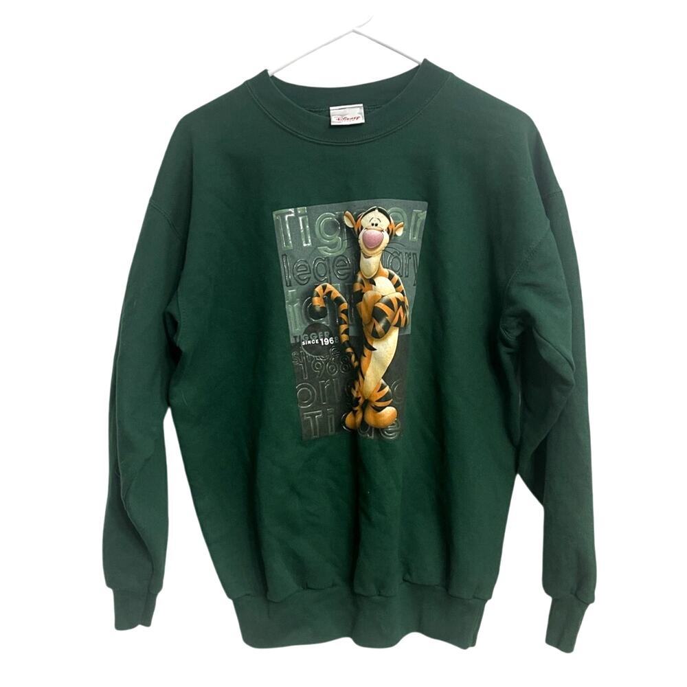 Vintage 90s Disney Tigger Crewneck Sweatshirt Winnie the Pooh Green Size M